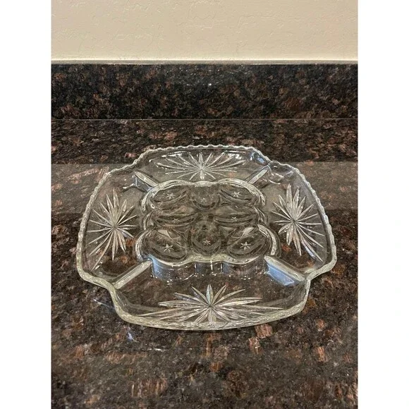 Vintage Anchor Hocking Deviled Egg & Relish Platter - Picture 1 of 7